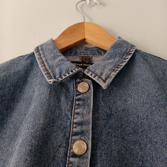 Silver Jeans Co Y2K Denim Button  Short Sleeve Top S/M - Picture 4 of 7